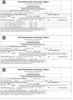 North Maharashtra University, Jalgaon North Maharashtra University