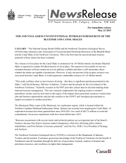 For immediate release May 22 2015 NEB AND NTGS