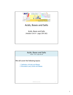 Unit 4 Acids, Bases and Salts