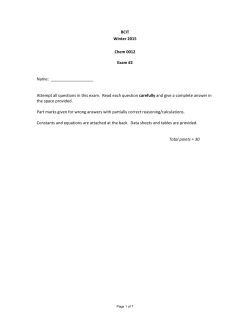 BCIT Winter 2015 Chem 0012 Exam #2 Name: Attempt all questions
