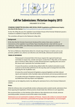 Call for Submissions: Victorian Inquiry 2015