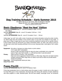 to view the Early Summer 2015 Dog Training Schedule