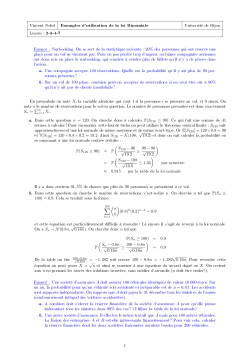 Vincent Nolot Exemples d`utilisation de la loi Binomiale