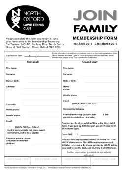Family Application Form 2015 - North Oxford Lawn Tennis Club
