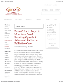 Winter 14 Clinical Pearls | AAHPM