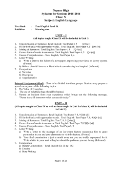 Nopany High Syllabus for Session: 2015