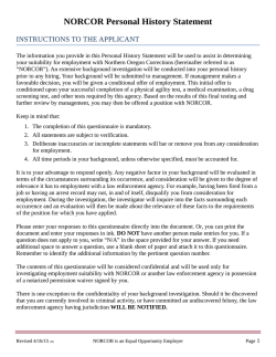 NORCOR Personal History Statement
