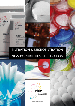 FILTRATION & MICROFILTRATION NEW POSSIBILITIES IN