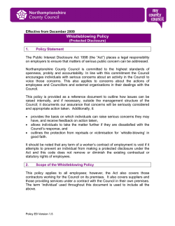 Whistle-blowing Procedure - Northamptonshire Children`s Services