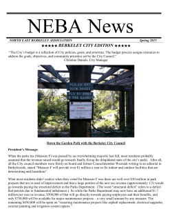 NEBA News Spring 2015 - North East Berkeley Association