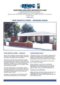 new respite home - opening soon! - Northern Adelaide Supportive