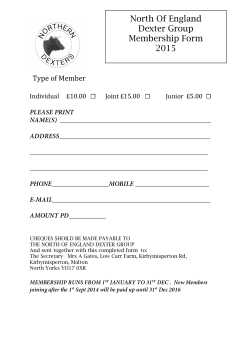North Of England Dexter Group Membership Form 2015