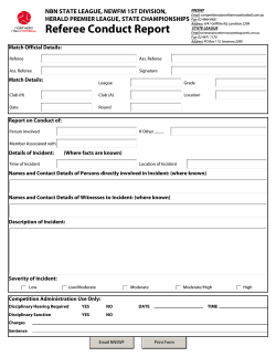 Referee Conduct Report - Northern NSW Football