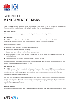 WHS management of risks: Fact sheet