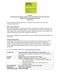 1 Vacancy Early Intervention Solicitor (Family / Care and Protection