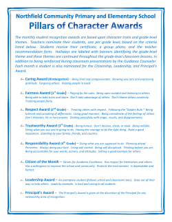 The monthly student recognition awards are based upon character