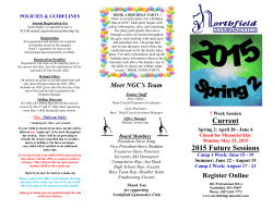 2015 Spring 2 Schedule - Northfield Gymnastics Club