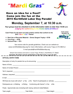 2015 parade application. - Northfield Labor Day Weekend