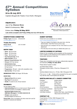 Northland Ballet and Dance Inc - 2015 Dance Competitions Syllabus