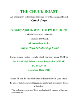THE CHUCK ROAST - Northland High School Alumni Foundation