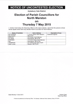 2015 Elected Councillors for North Marston