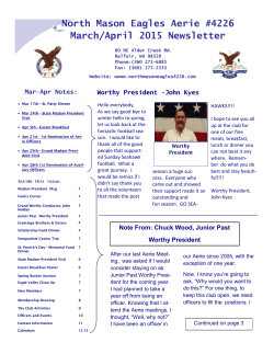 North Mason Eagles Aerie #4226 March/April 2015 Newsletter