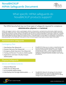 What specific HIPAA safeguards do NovaBACKUP products support