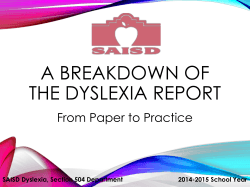 A Breakdown of the dyslexia report - Instructional Technology