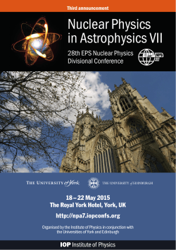 Final Announcement - Nuclear Physics in Astrophysics Conference