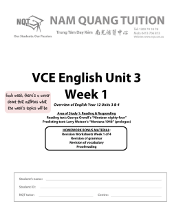 VCE English Unit 3 Week 1