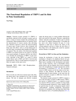 The Functional Regulation of TRPV1 and Its Role in Pain Sensitization