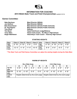 INFORMATION FOR COACHES 2015 NSAA State Track and Field