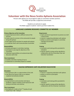 Volunteer with the Nova Scotia Aphasia Association
