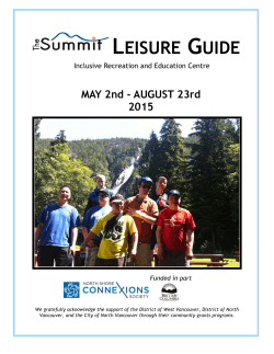 Leisure Guide â Summer 2015 - North Shore Connexions Society