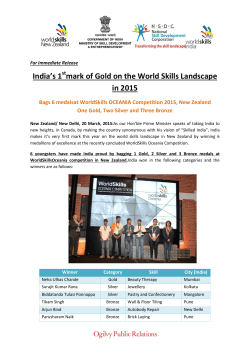 India`s 1 mark of Gold on the World Skills Landscape in 2015