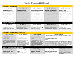 Transfer Orientation 2015 Schedule