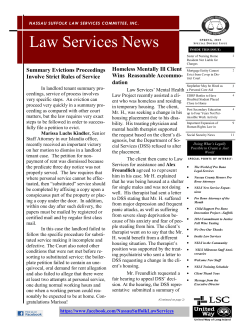Spring 2015 - Nassau/Suffolk Law Services Committee, Inc.