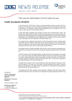 Traffic Accidents: Q1/2015 - National Statistics Office