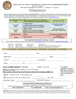 2015 Training Workshop Registration Form