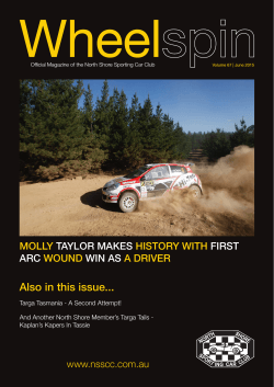 Also in this issue... - North Shore Sporting Car Club