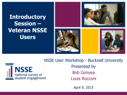 Introductory Session â Veteran NSSE Users