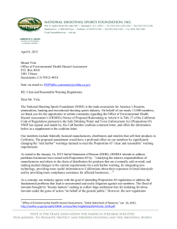 NSSF comment letter - National Shooting Sports Foundation