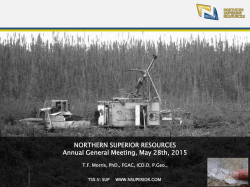 Exploration Update May 2015 - Northern Superior Resources