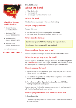Bond Fact Sheet 2015 - NSW Aboriginal Tenants Advice Services