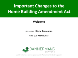 Important Changes to the Home Building Amendment Act