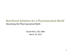 Nutritional Solutions for a Pharmaceutical World