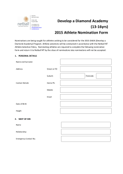 2015 Athlete Nomination Form