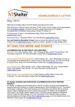 May 2015 NT SHELTER NEWS AND EVENTS