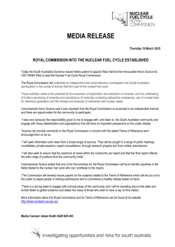 MEDIA RELEASE - Nuclear Fuel Cycle Royal Commission