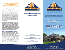 Detailed Labor Warranty - Nu Look Home Design Inc.